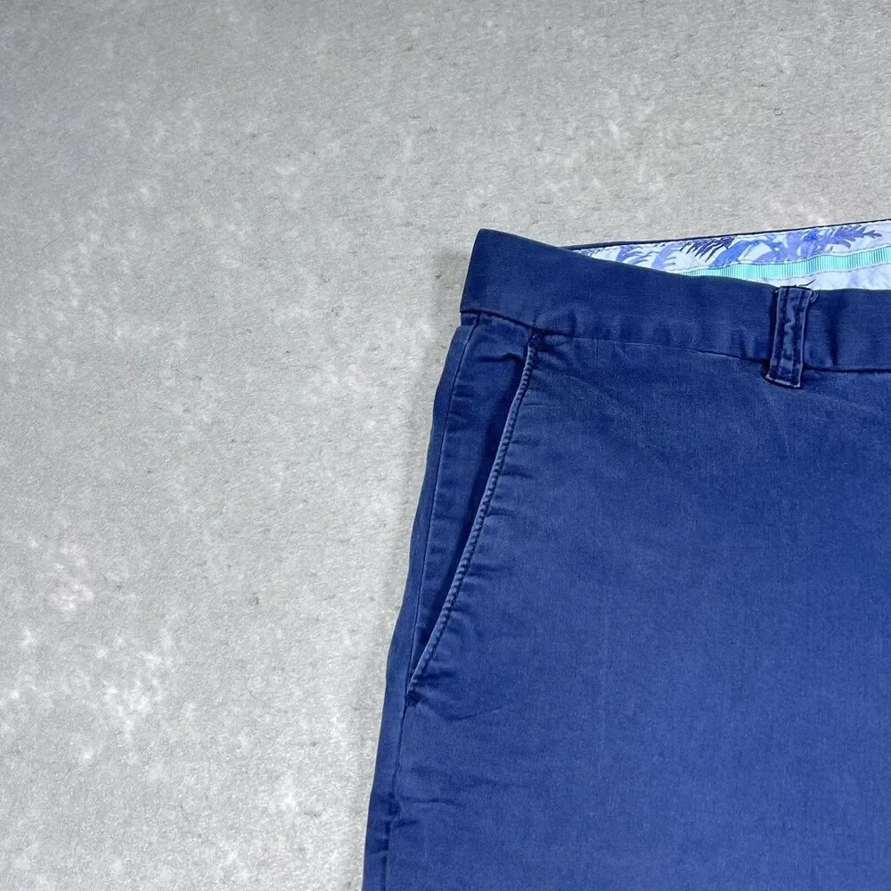 Tommy Bahama Pants Mens SZ 40 Blue Cotton Tencel Stretch Flat Front Chino Pants